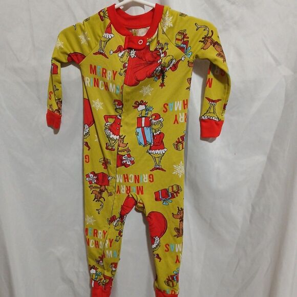 Baby Infant Size 12 Months One-Piece Sleeper Dr. Seuss The Grinch Christmas - Picture 1 of 7